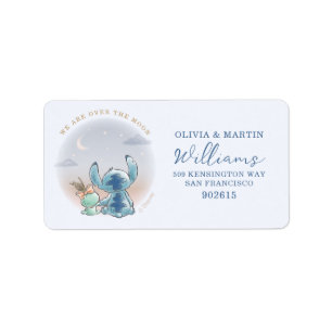 Lilo and Stitch Over the Moon - Boy Baby Shower Label