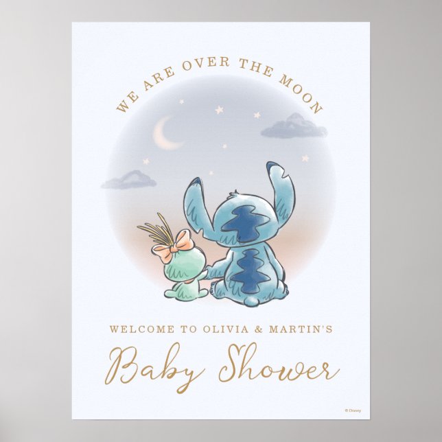 Lilo and Stitch | Over the Moon - Boy Baby Shower Poster (Front)