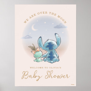 Lilo and Stitch Over the Moon - Girl Baby Shower Poster