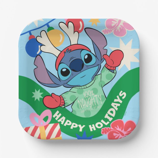 Lilo and Stitch | Stitch Happy Holidays Paper Plate (Front)