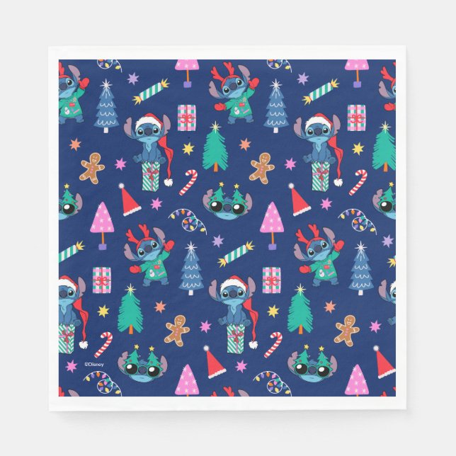 Lilo and Stitch | Stitch Holiday Pattern Napkin (Front)