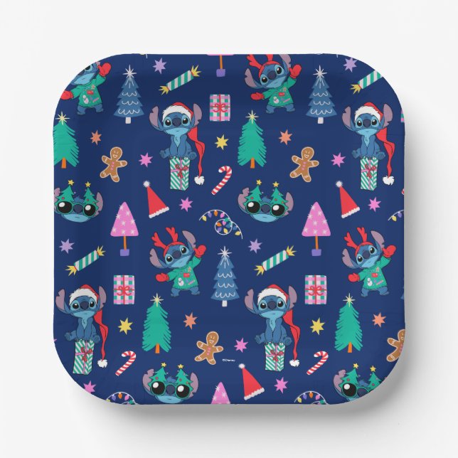Lilo and Stitch | Stitch Holiday Pattern Paper Plate (Front)