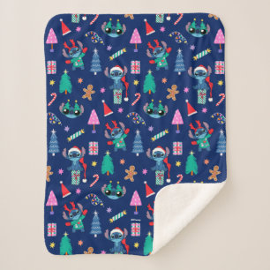 Lilo and Stitch   Stitch Holiday Pattern Sherpa Blanket