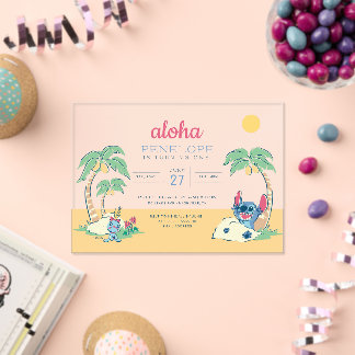 Lilo and Stitch Tropical Beach 1st Birthday Acrylic Invitations