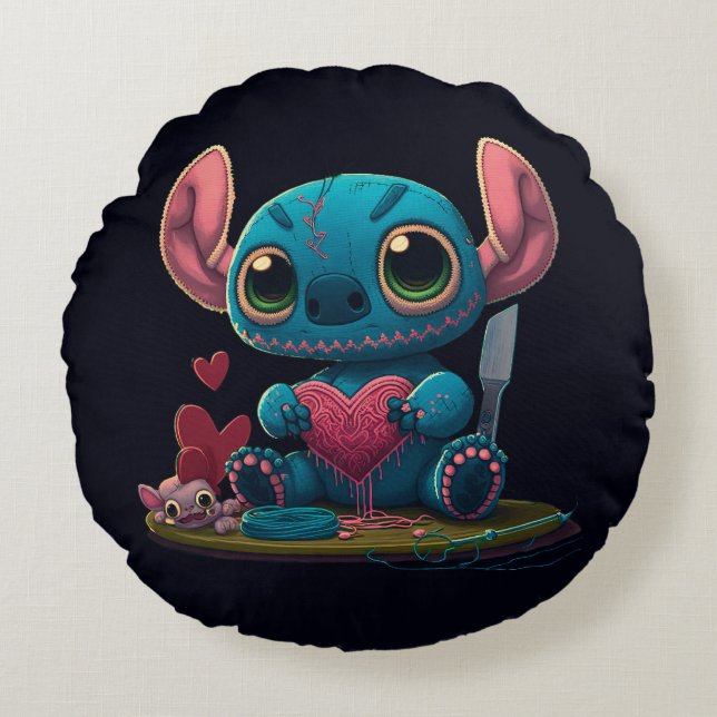 Lilo and Stitch Valentine Hearts Graphic Pillow (Front)