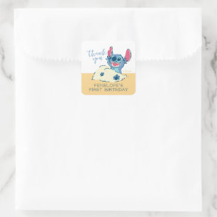 Lilo & Stitch Beach Birthday - Thank You! Square Sticker