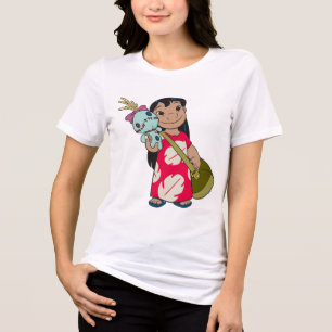 Lilo & Stitch Lilo with red flowered muumuu mumu Tri-Blend Shirt
