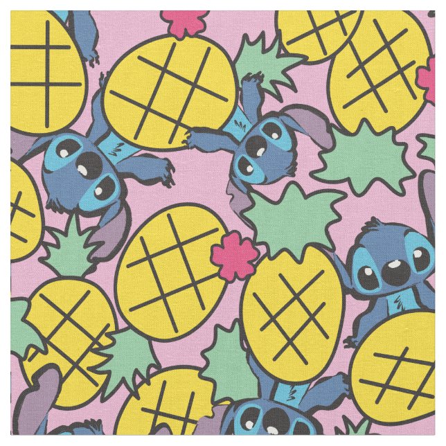 Lilo & Stitch | Monogram Pineapple Pattern Fabric (Close Up)