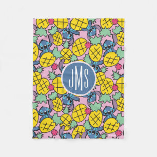 Lilo & Stitch   Monogram Pineapple Pattern Fleece Blanket