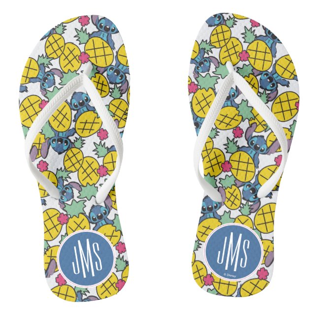 Lilo & Stitch | Monogram Pineapple Pattern Flip Flops (Footbed)