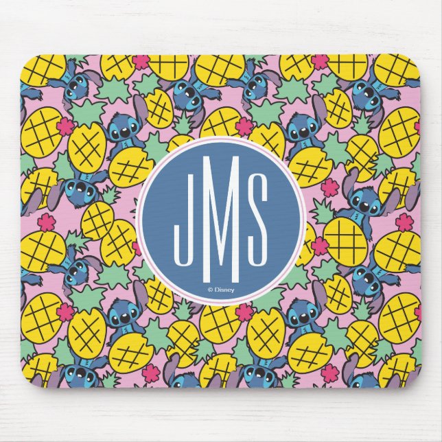 Lilo & Stitch | Monogram Pineapple Pattern Mouse Pad (Front)