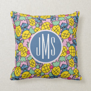 Lilo & Stitch   Monogram Pineapple Pattern Throw Pillow