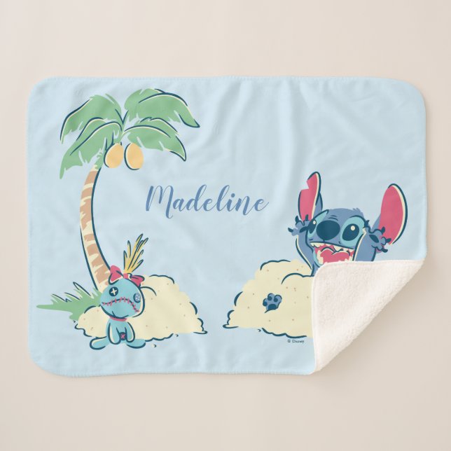 Lilo & Stitch | Ohana Means Family Sherpa Blanket (Front (Horizontal))