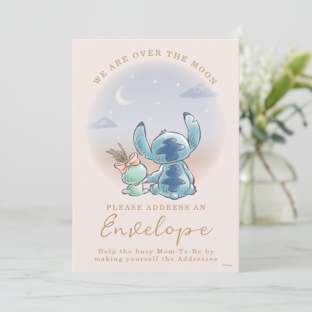 Lilo & Stitch | Over the Moon - Girl Baby Shower Invitation (Standing Front)