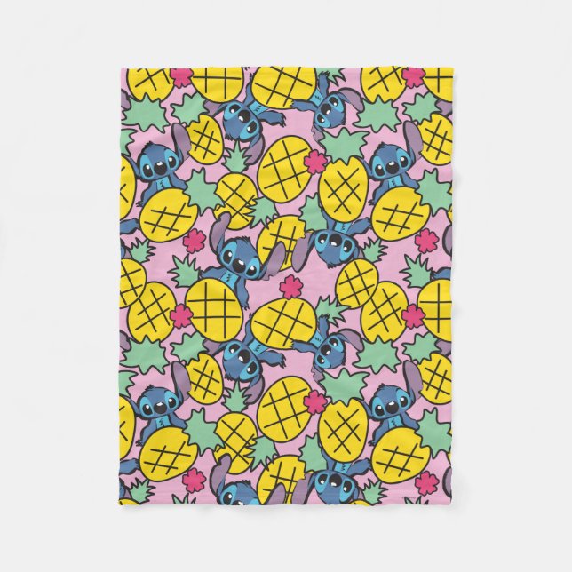 Lilo & Stitch | Pineapple Pattern Fleece Blanket (Front)