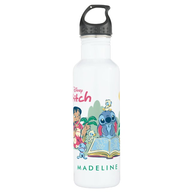 Lilo & Stitch | Reading the Ugly Duckling 710 Ml Water Bottle (Front)
