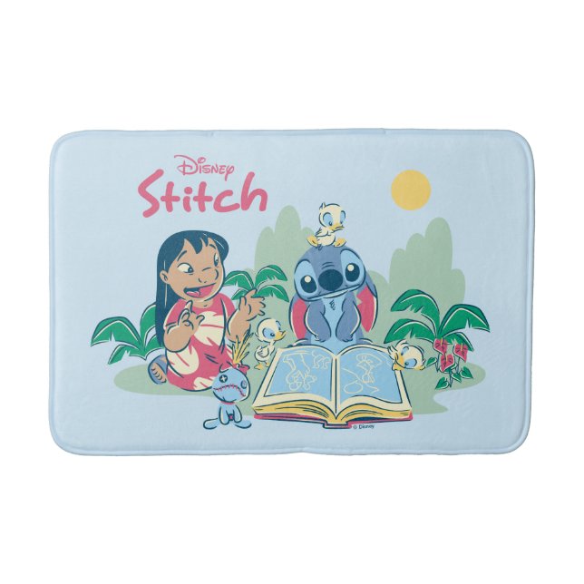 Lilo & Stitch | Reading the Ugly Duckling Bath Mat (Front)