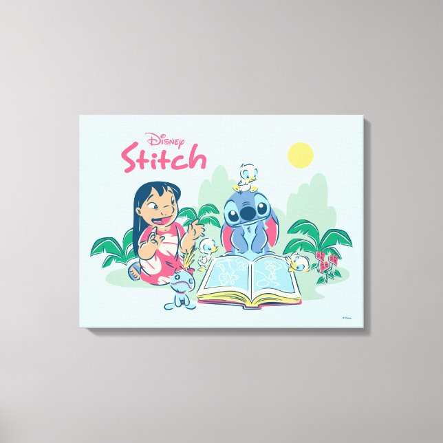 Lilo & Stitch | Reading the Ugly Duckling Canvas Print (Front)