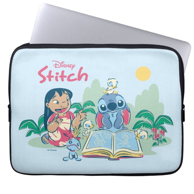Lilo & Stitch | Reading the Ugly Duckling Laptop Sleeve (Front)