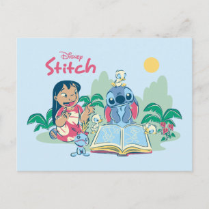 Lilo & Stitch   Reading the Ugly Duckling Postcard