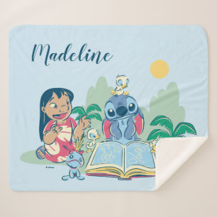 Lilo & Stitch   Reading the Ugly Duckling Sherpa Blanket
