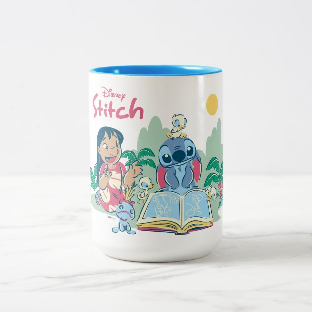 Lilo & Stitch | Reading the Ugly Duckling Two-Tone Coffee Mug (Center)