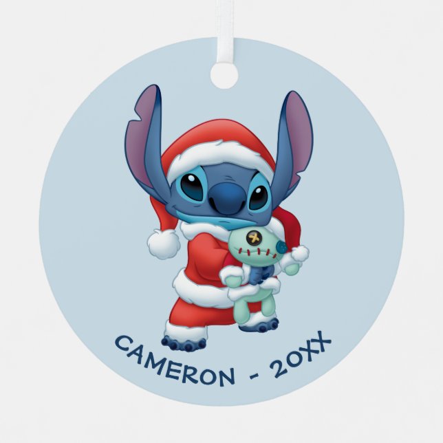Lilo & Stitch | Santa Claus Stitch Metal Ornament (Front)