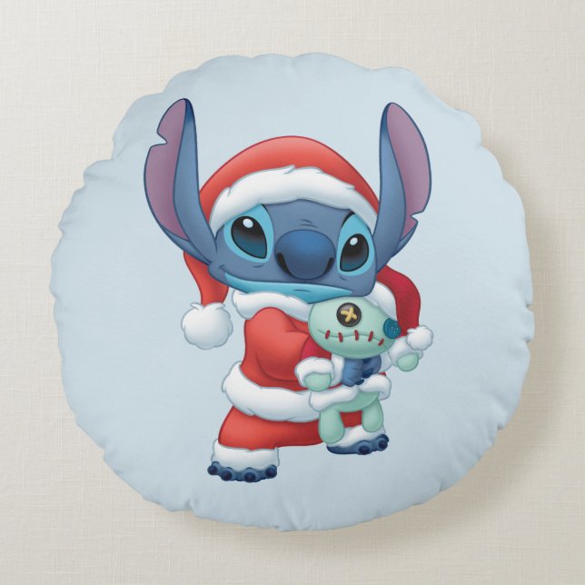 Lilo & Stitch | Santa Claus Stitch Round Pillow (Front)