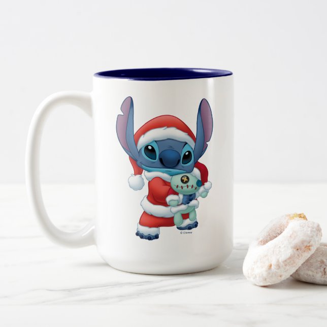 Lilo & Stitch | Santa Claus Stitch Two-Tone Coffee Mug (With Donut)