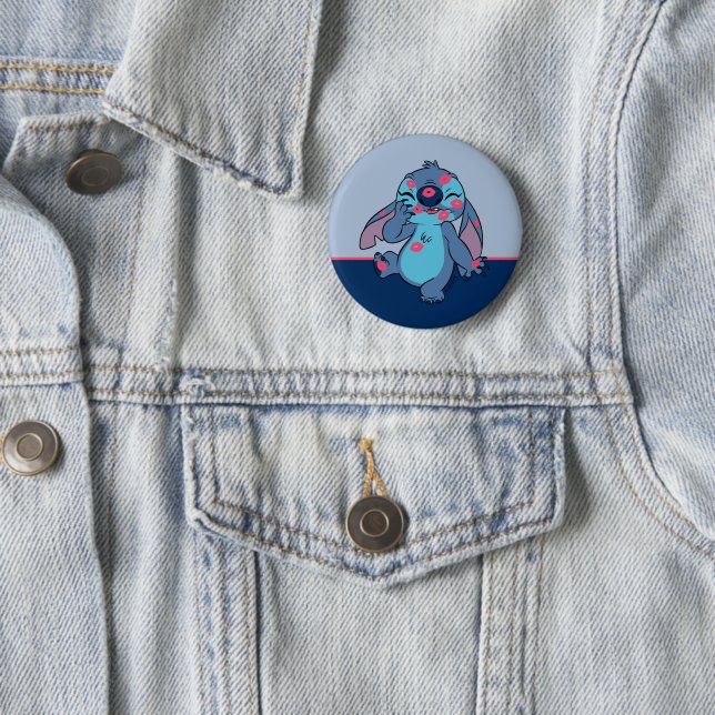 Lilo & Stitch | Stitch Covered in Kisses 2 Inch Round Button (In Situ)