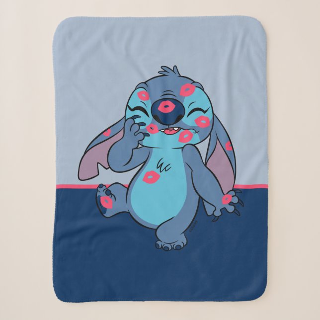 Lilo & Stitch | Stitch Covered in Kisses Sherpa Blanket (Front)