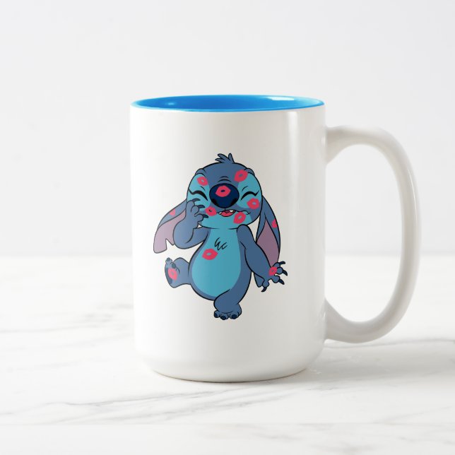 Lilo & Stitch | Stitch Covered in Kisses Two-Tone Coffee Mug (Right)