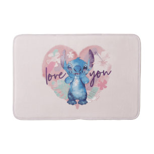 Lilo & Stitch   Stitch Watercolor Valentine Heart Bath Mat