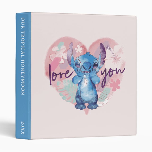 Lilo & Stitch | Stitch Watercolor Valentine Heart Binder (Front/Spine)
