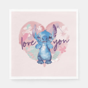 Lilo & Stitch Stitch Watercolor Valentine Heart Napkin