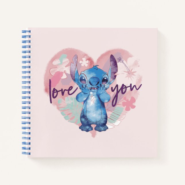 Lilo & Stitch | Stitch Watercolor Valentine Heart Notebook (Front)