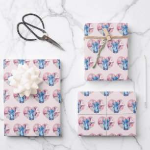 Lilo & Stitch   Stitch Watercolor Valentine Heart Wrapping Paper Sheet