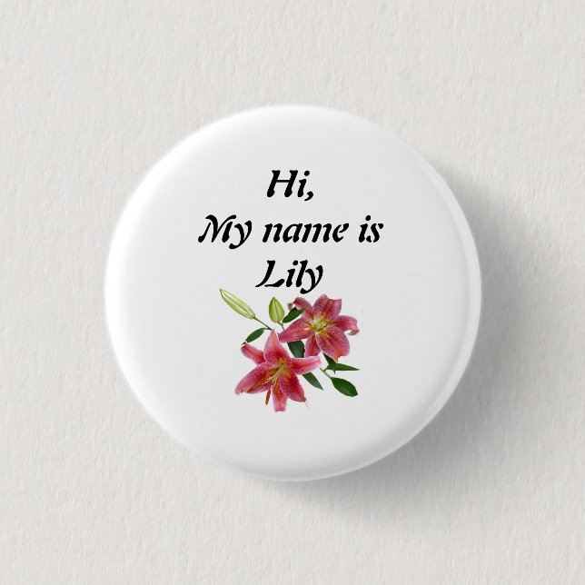 Lily 1 Inch Round Button (Front)