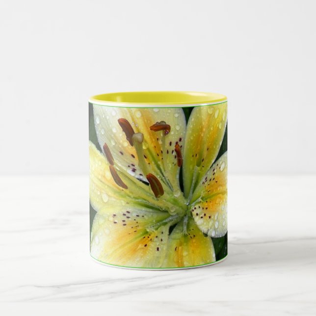Lily after the rain Two-Tone coffee mug (Center)