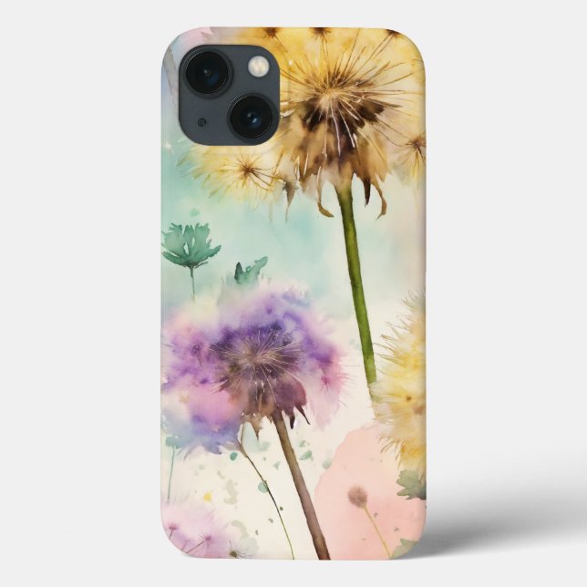 Lily and dandelions flower print iphone cover  (Back)