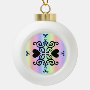 Lily and Heart Fantasy Rainbowart Ceramic Ball Christmas Ornament