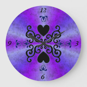 Lily and Heart on Rainbow Large Clock