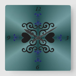 Lily and Heart on Rainbow Square Wall Clock