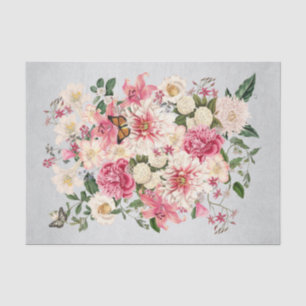 Lily and Peony Pink Garden Vertical Bouquet Silver Tissue Paper