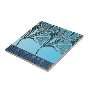 LILY, ART NOUVEAU FLORAL: GRECIAN SEA TILE