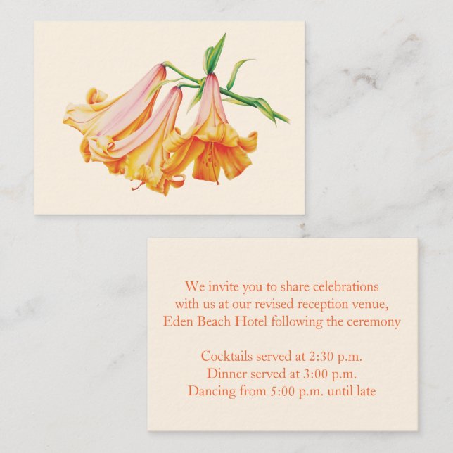 Lily bell art fleur mariage info carte boîtier (Devant / Derrière)