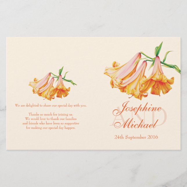 Lily bell Lilies programme de mariage (Devant)