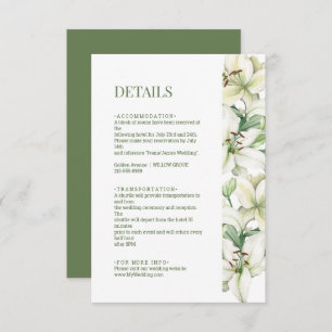 LILY Blossom Elegance Wedding Details Enclosure Card
