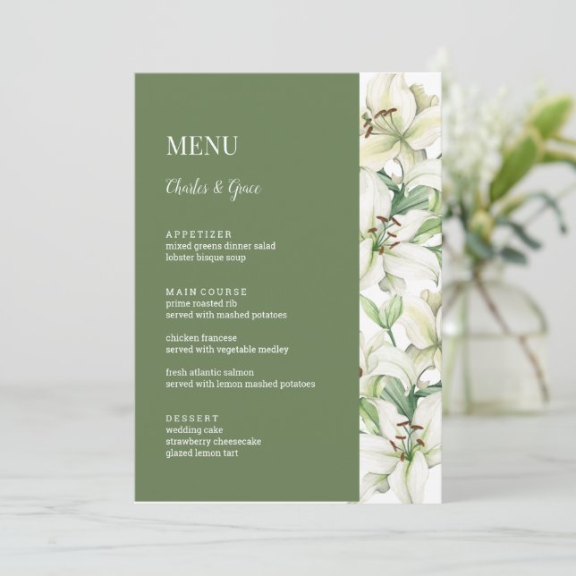 LILY Blossom Elegance Wedding Menu (Standing Front)