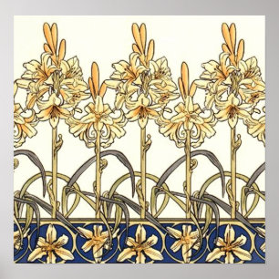 Lily Border by Alphonse Mucha Poster